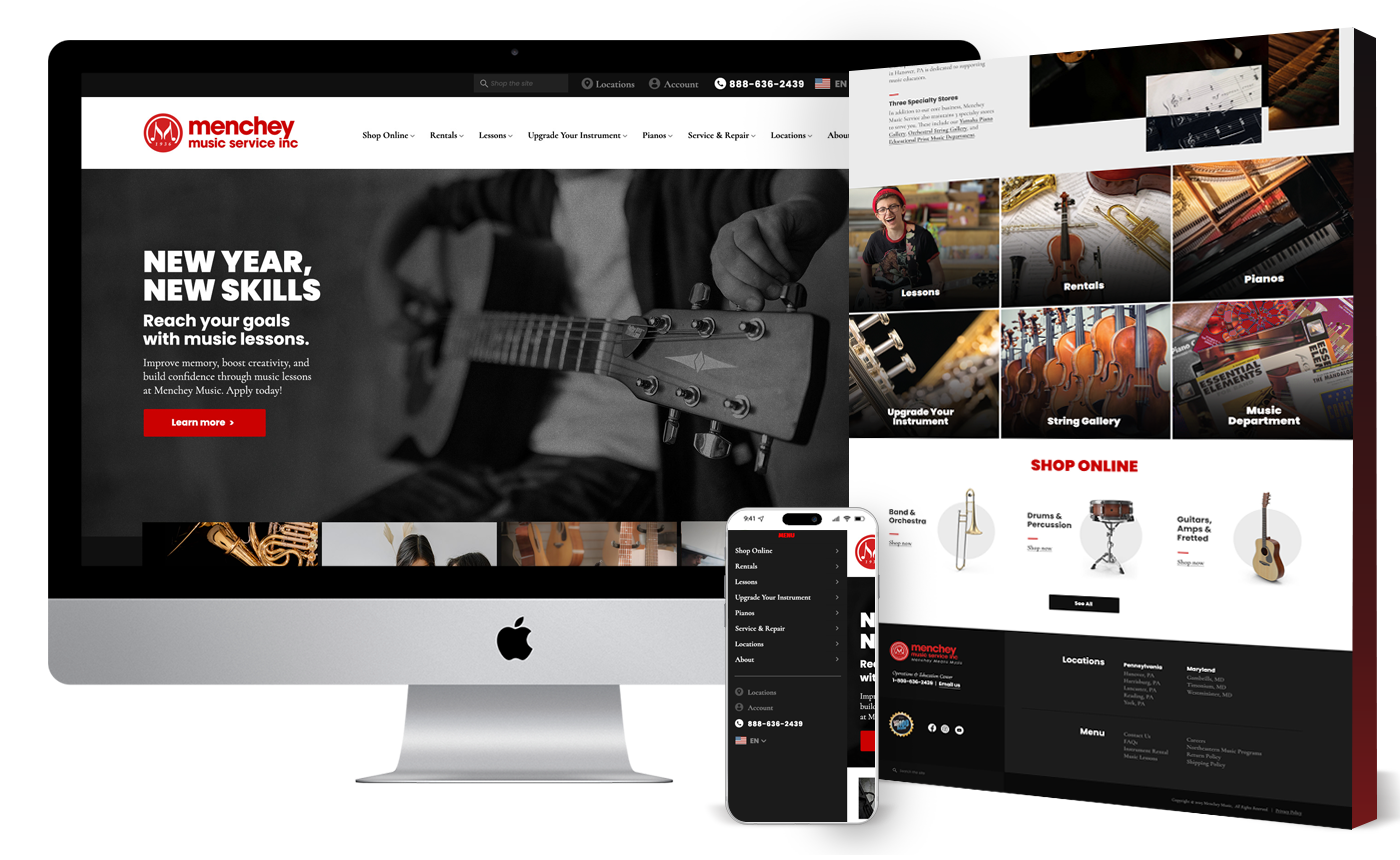 Menchey Music Site Design and Development